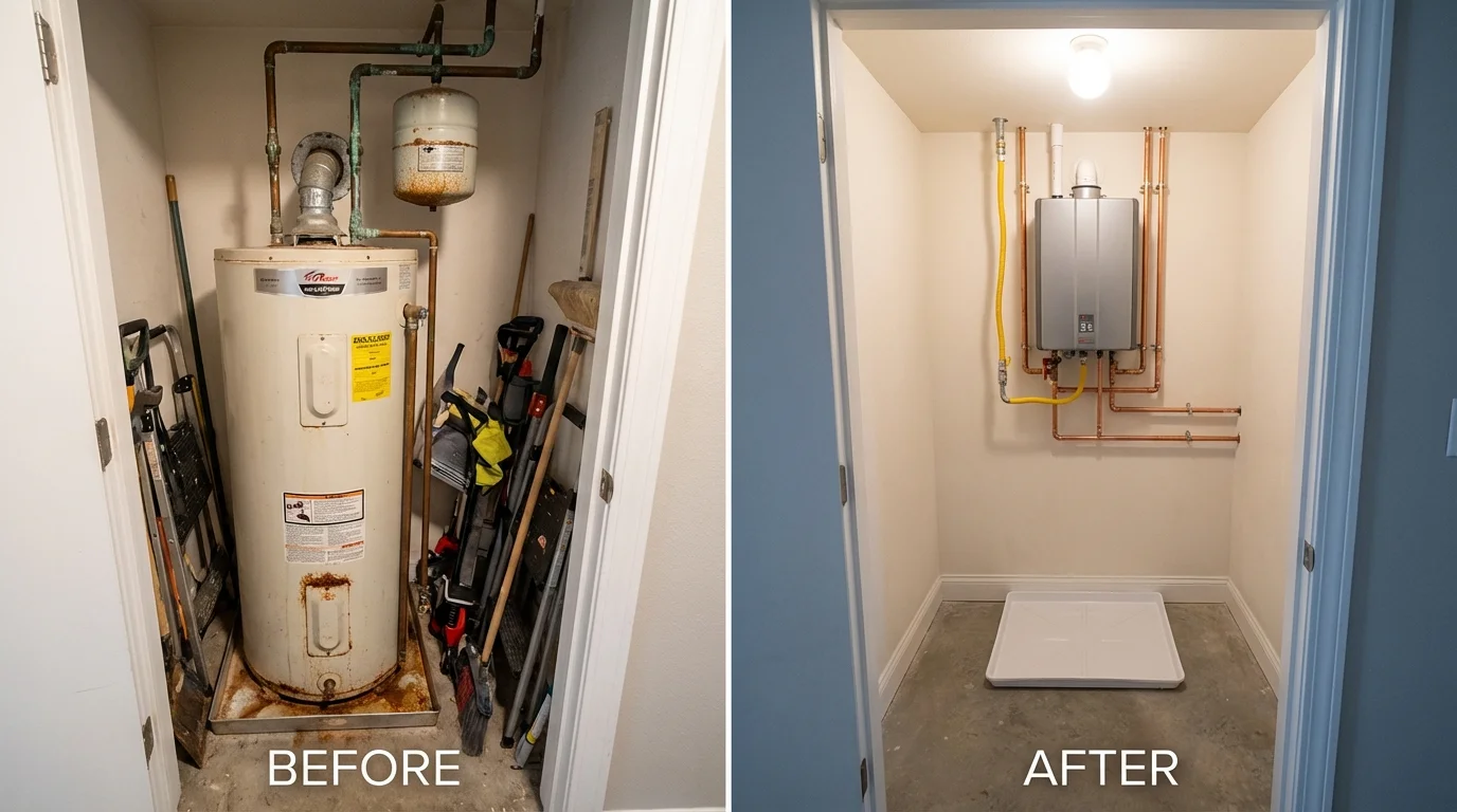 Tank water heater versus wall-mounted tankless unit comparison for Jacksonville, AR homeowners